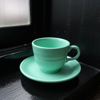 Vintage Fiesta Homer Laughlin Coffee Tea Cup and Saucer Set Turquoise(B028)