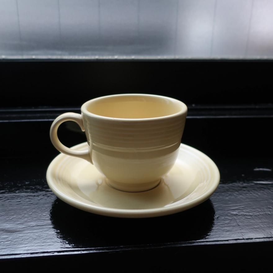 Vintage Fiesta Homer Laughlin Coffee Tea Cup and Saucer Set Yellow