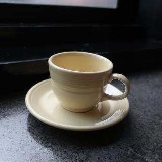 Vintage Fiesta Homer Laughlin Coffee Tea Cup and Saucer Set Yellow(B029)