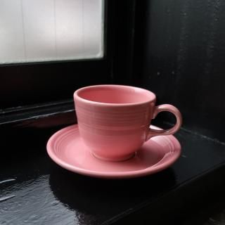 Vintage Fiesta Homer Laughlin Coffee Tea Cup and Saucer Set Rose Pink(B030)