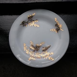 Vintage Federal Glass Milk Glass
Golden Glory Bamboo Plate 22k gold (B057)