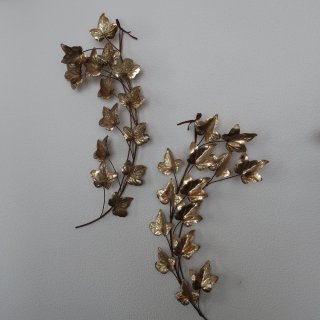 Vintage Mid Century Brass Leaves Wall Deco (B062)