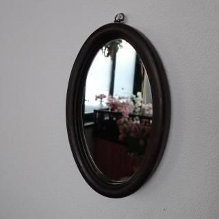 Vintage Wooden Oval Mirror (B064) 