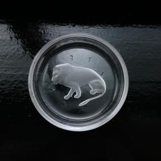 Vintage Val Saint-Lambert Glass Coaster Leo (B071)