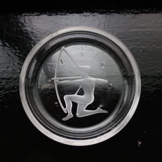 Vintage Val Saint-Lambert Glass Coaster Sagittarius (B074)