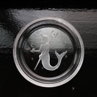 Vintage Val Saint-Lambert Glass Coaster Aquarius (B076)