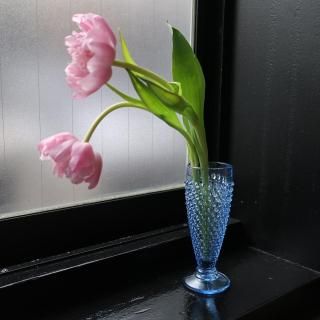 Vintage Aqua Blue Hobnail Flower Vase (B146)