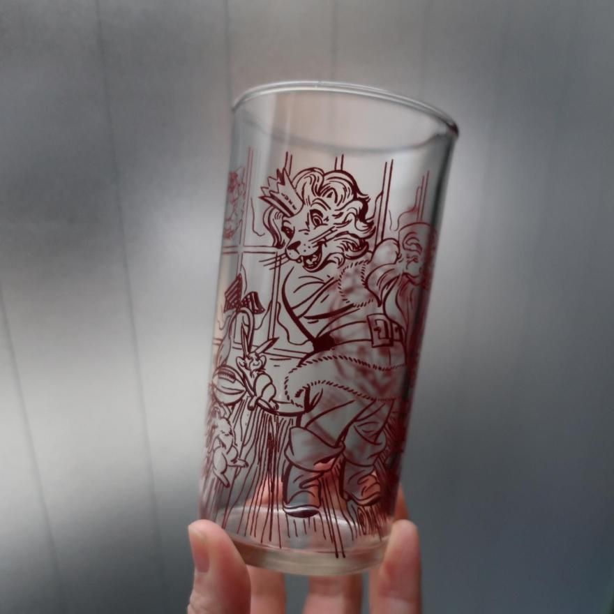 ビンテージグラス サーカス ライオン、象2個set Vintage 1950s Circus Lion Glass (B153)/ビンテージ サーカス