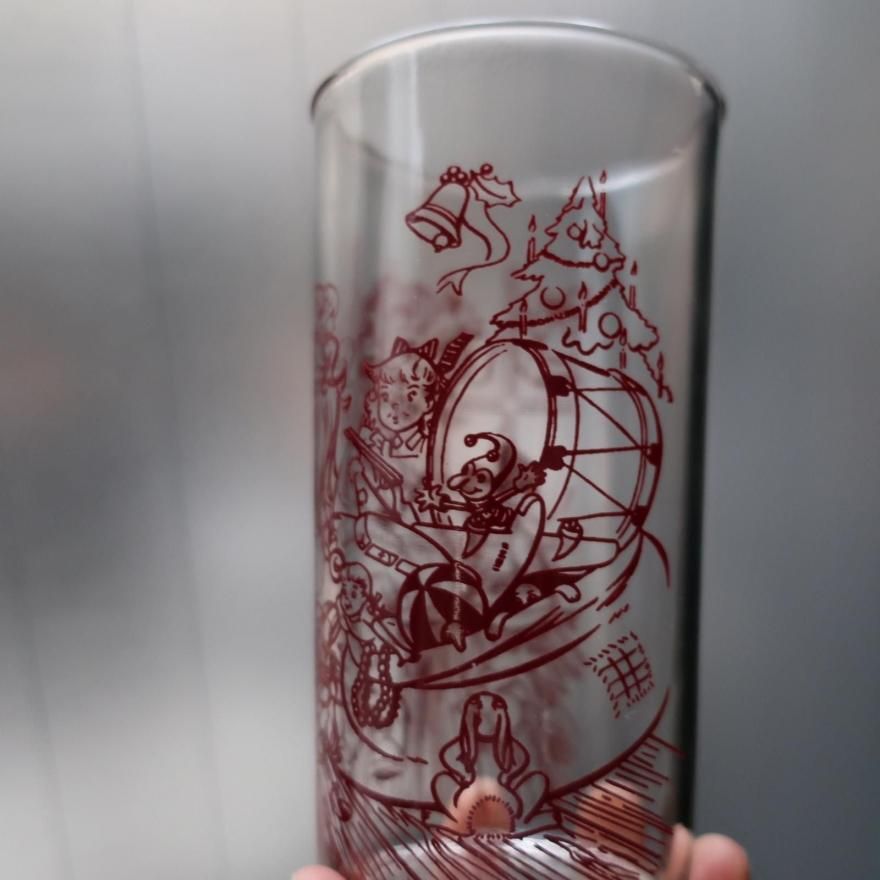 ビンテージグラス サーカス ライオン、象2個set Vintage 1950s Circus Lion Glass (B153)/ビンテージ サーカス