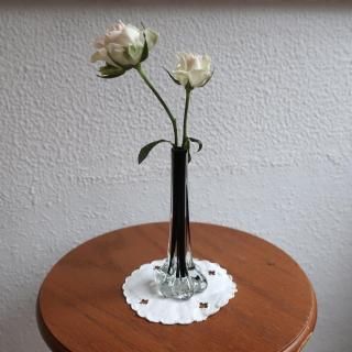 Vintage  Black Glass Small Flower Vase (B163)