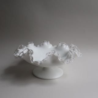 Vintage Fenton Silver Crest Low Footed Comport Bowl Ruffled Edge (B182)