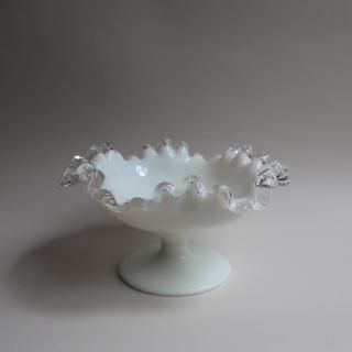Vintage Fenton Silver Crest Low Footed Comport Ruffled Edge (B183)