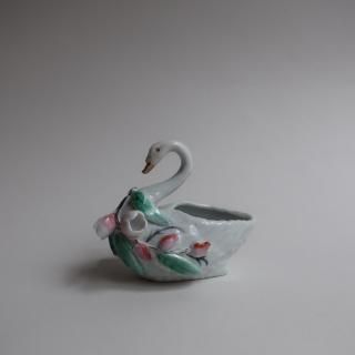 Vintage Ceramic Swan Mini Figurine Object (B242)