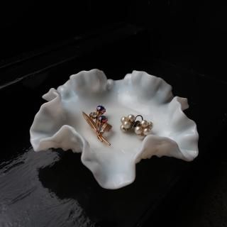 Vintage Fenton Hobnail Ruffled Candy Trinket Dish(B245)