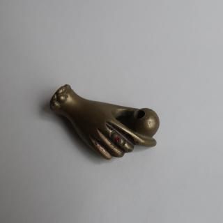 Vintage Hand Motif Brass Object Pen Holder (B257)