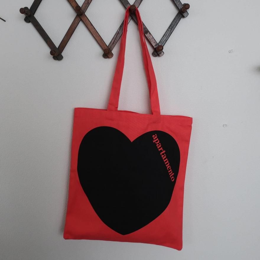 Apartamento / Apartamento Heart Tote Bag (Hot coral)