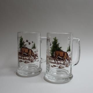 Vintage Beer Mug Glass Deer (B272)
