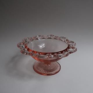 Vintage Anchor Hocking Old Colony Lace Edge Pink Depression Glass Compote(B274)