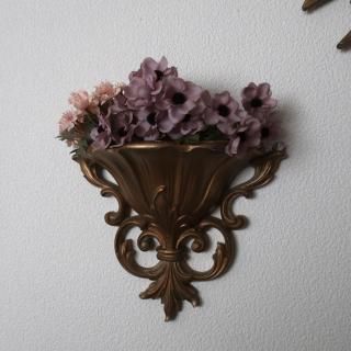 Vintage Wall Planter Gold Resin Deco(B282)