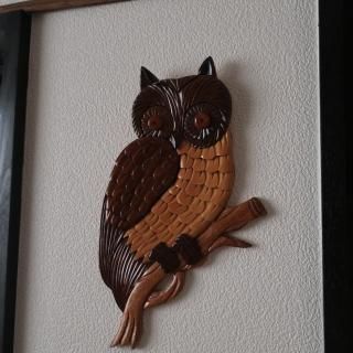 Vintage Wooden Owl Wall Deco(B283)