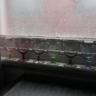 Vintage Needle Etch Wine Glass (B314)
