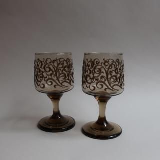Vintage 60's Smoke Glass Wine Glass (B320)