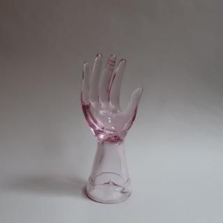 Vintage Pink Glass Hand motif Ring Holder (B323)