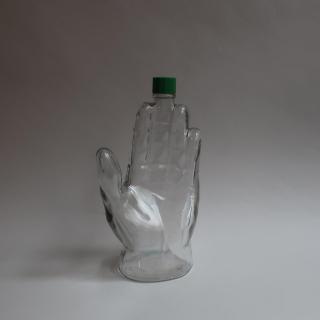 Vintage Hand motif glass bottle(B324)