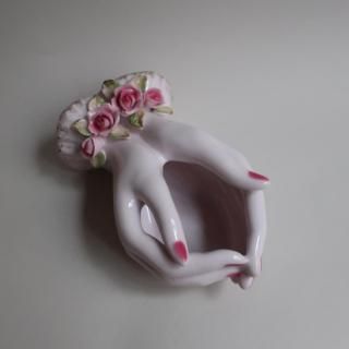 Vintage 1950s Lefton Ceramic Hand Motif Ring Jewelry Trinket Dish(B331)