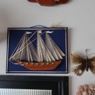 Vintage MCM Mid Century Sailboat String Art/Wall Deco(B371)