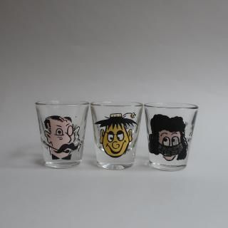 Vintage Shot Glasses Roving Eyes Googly Eyes (B378)