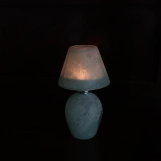 Vintage Frost Green Glass Candle Holder (B386)