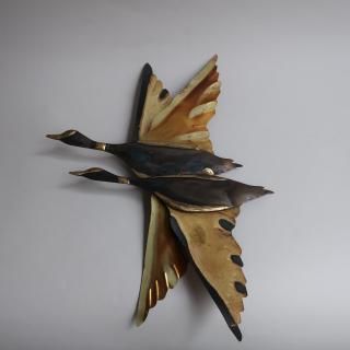 Vintage Brass Birds Wall Deco(B407)