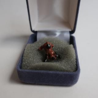 Vintage Ceramic Dog Mini Figurine Object /Jewelry Box(B451)