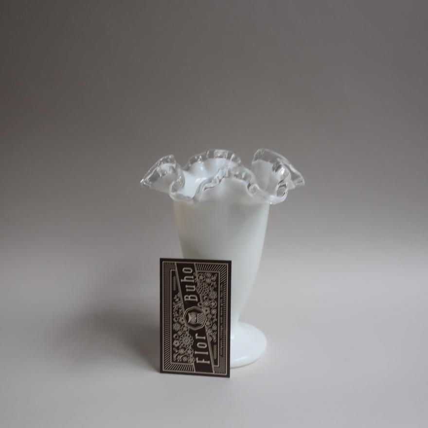 Vintage Fenton Silver Crest Ruffled Flower Vase (FF33)/ビンテージ