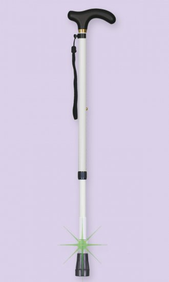 アルミ製白杖（身体支持併用）伸縮式　フラッシュライト付　＃2041 - 雷門のステッキ屋　　　瀬川商店