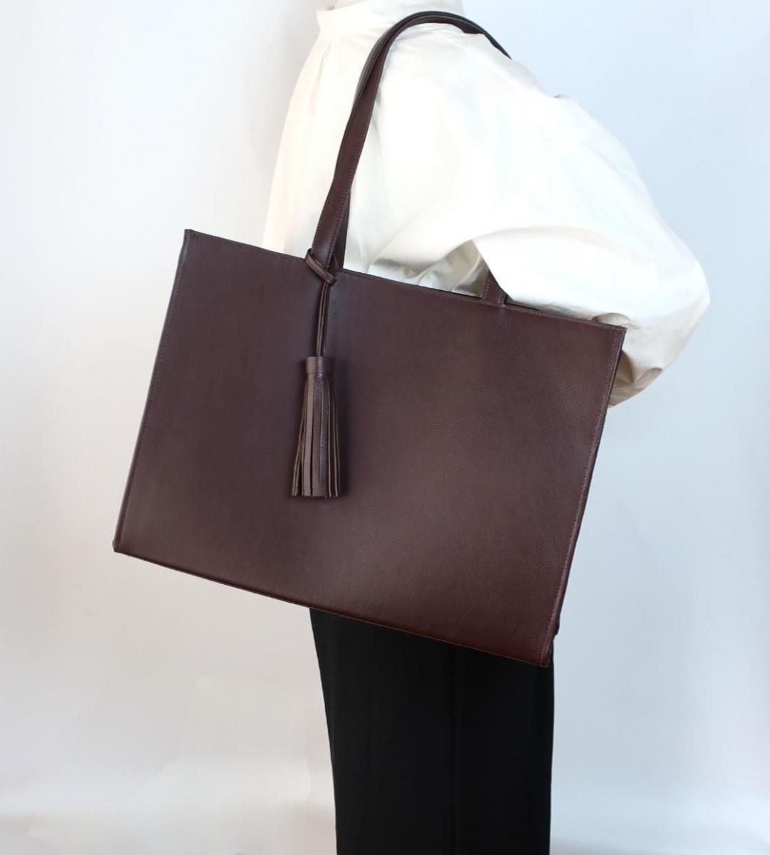 A4サイズしかくトートbag・外縫いver☆彡アンティークブラウン