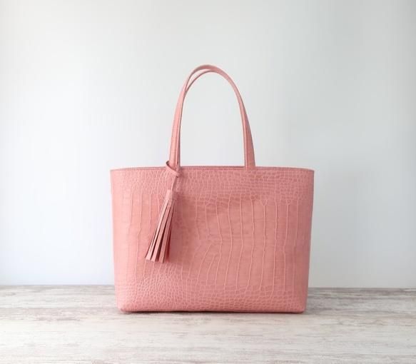 A4サイズトートbag(サイズL)☆彡【型押しver】ピンク・マチ幅13 A4サイズトートbag(サイズL)☆彡【型押しver】ピンク・マチ幅13