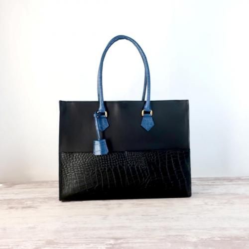 A4サイズしかくトートbag・ver2（ファスナー付き・マチ幅15㎝ver）☆彡ＢＫ×NB・受注制作