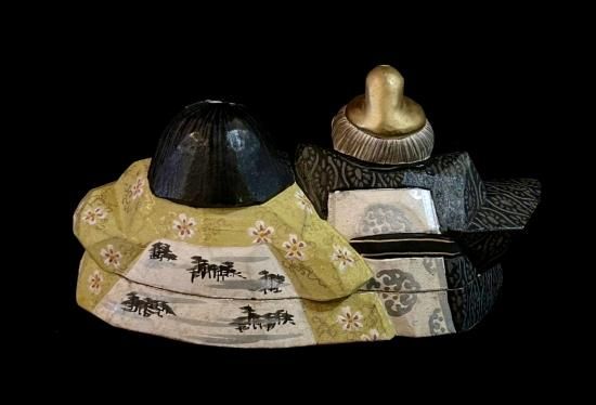 香盒（香合）夫婦雛 在銘 浮舟 彩色木彫り(共箱）」 - 正尚堂