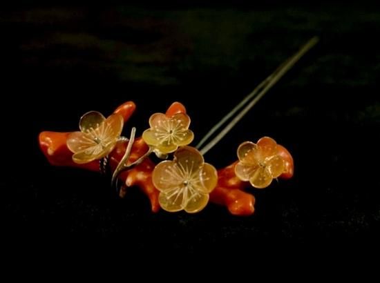 アンティーク　鼈甲　珊瑚　ピアス　波千鳥　⑧　笄　簪　櫛　かんざし　本鼈甲　骨董 鼈甲 簪 珊瑚(10個) 山型 かんざし 珊瑚 サンゴ べっ甲 本鼈甲