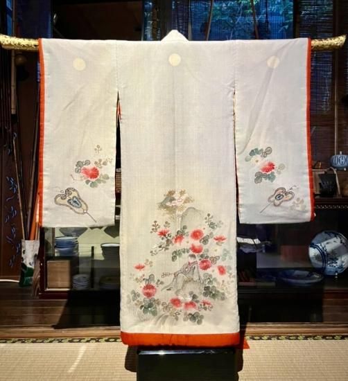 お人形用着物☆江戸縮緬（椿） クラフト・布製品