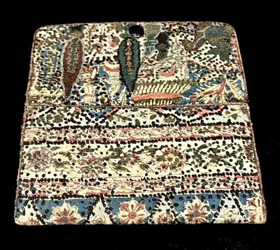 更紗に相良刺繍 鹿革 叺(煙草入れ) 」 - 正尚堂