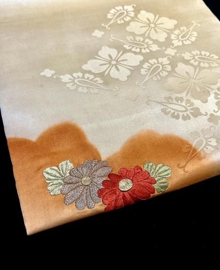唐獅子牡丹に松・菊文様 アンティーク 刺繍 名古屋帯」(仕立て 唐獅子牡丹に松・菊文様 アンティーク 刺繍 名古屋帯」(仕立て