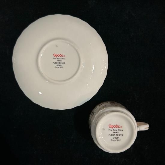 フルールドリス カップ&amp;ソーサー ケーキ皿 美品 アンティーク イギリス製 食器 スポード フルールドリス