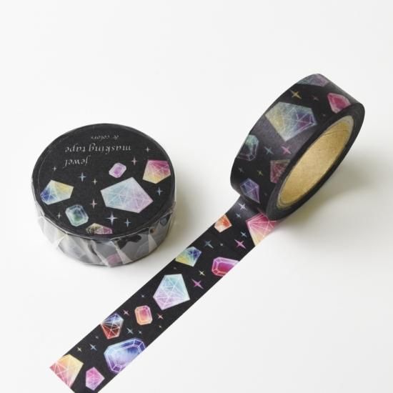 【未使用品】 ゆゆう & jewel(黒カラフル) colorsマスキングテープ テープ・マスキングテープ