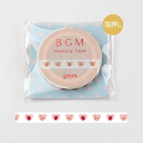 箔押し 5mm幅】 BGM マスキングテープ チェリーハート（箔押し