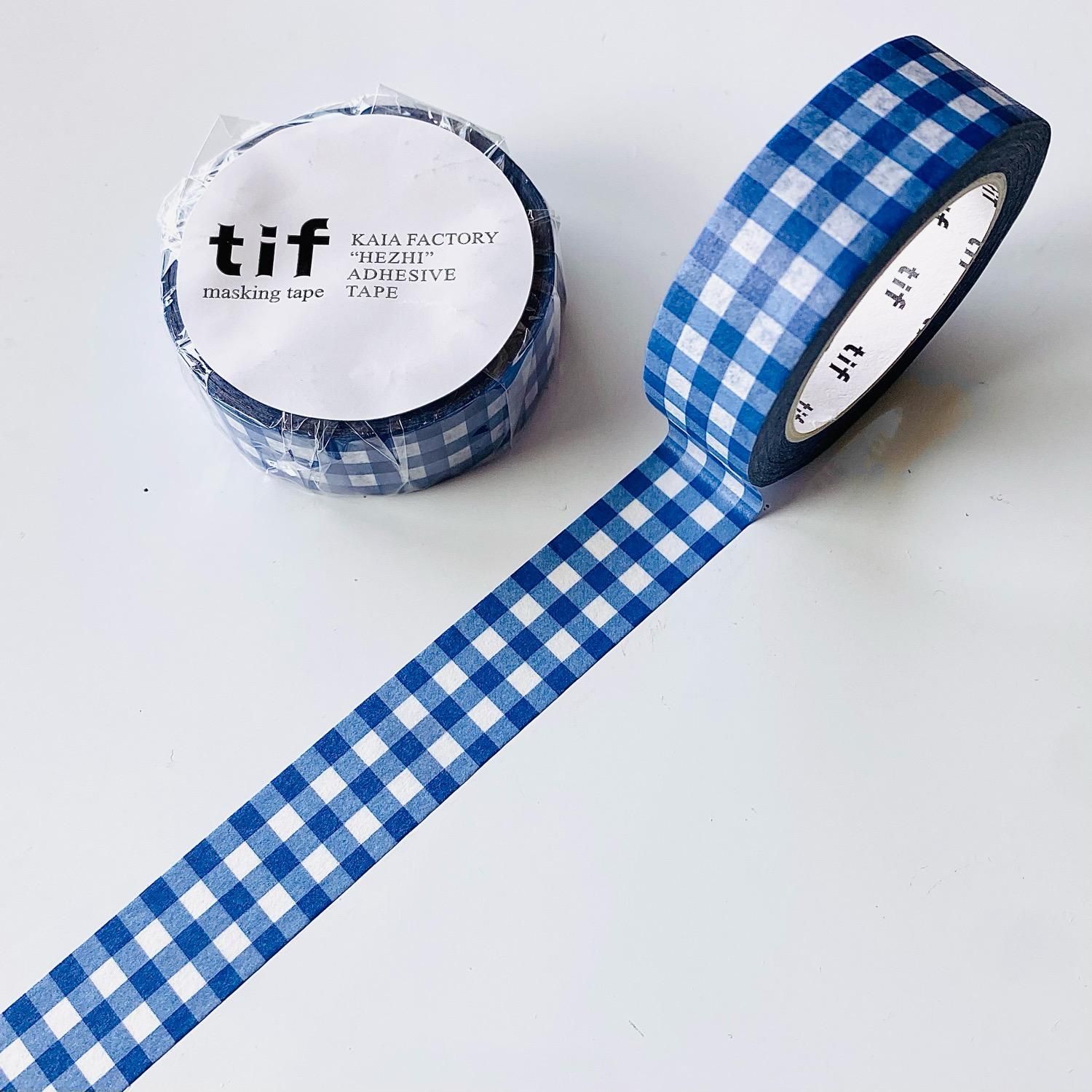 tif&deco マスキングテープ ギンガムチェック 深蓝桌布 TIFJD tif&deco マスキングテープ ギンガムチェック 深蓝桌布 TIFJD