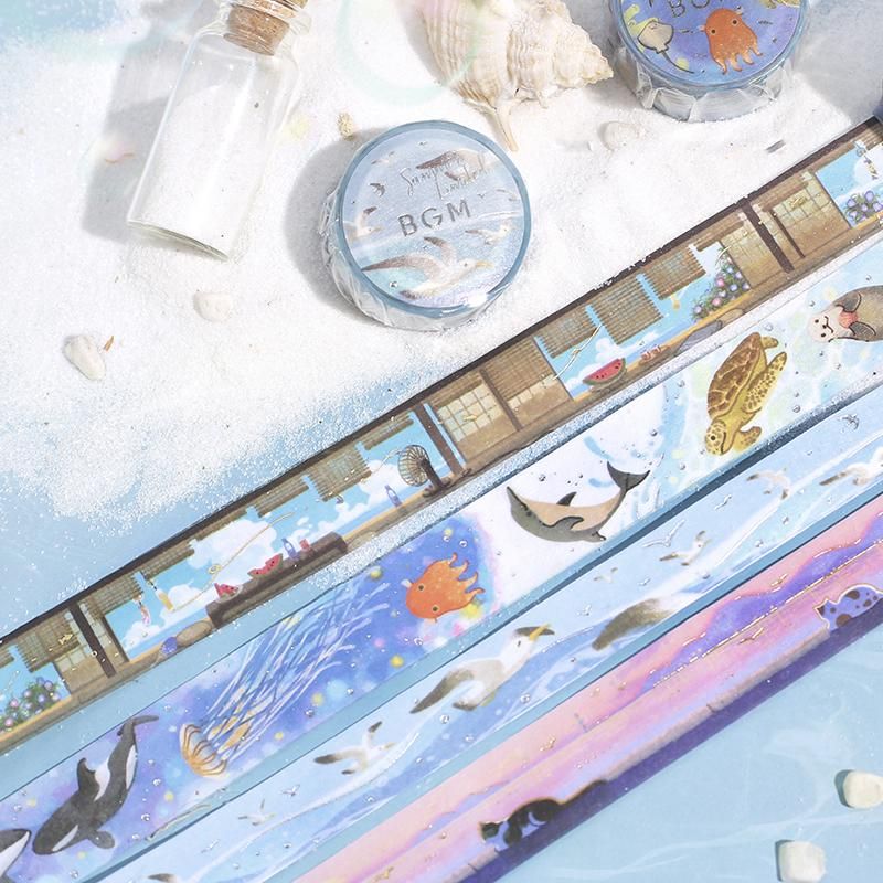 【 夏限定 】BGM  箔押し マスキングテープ  ギリシャの海 マスキングテープ「夏・ギリシャの海」 - 海福雑貨通販部