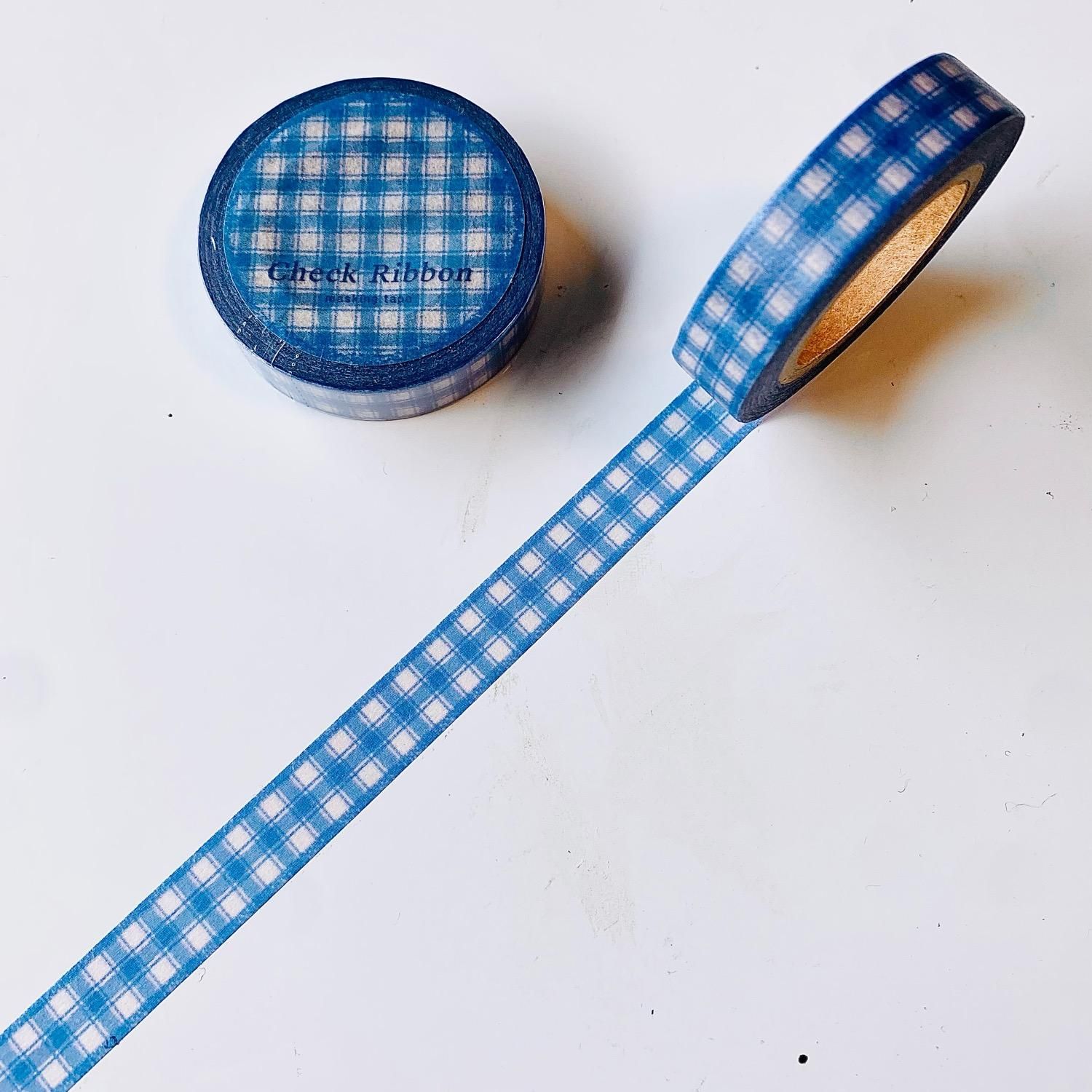 boki マスキングテープ Check Ribbon Classic Blue boki-MT-10-0002